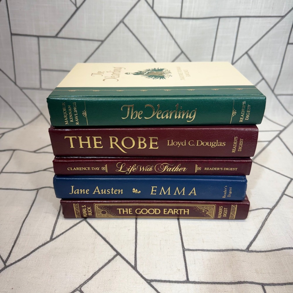 Reader's Digest Hardcover Books Set of 5 Multicolor Classic Literature Decor
